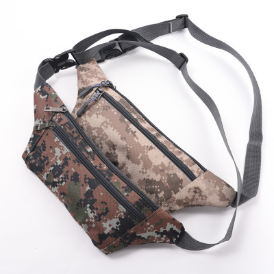 Men's New Outdoor Exercise Camouflage Waist Bag Casual Multi-Functional Two-Layer Close-Fitting Waist Bag Chest Bag Factory Wholesale
