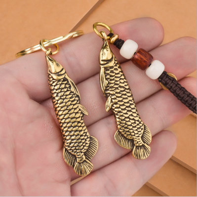 Creative Brass Keychain Fine Copper Handmade Dragon Car Key Ring Pendant Pendant Ornaments Small Gift for Men and Women