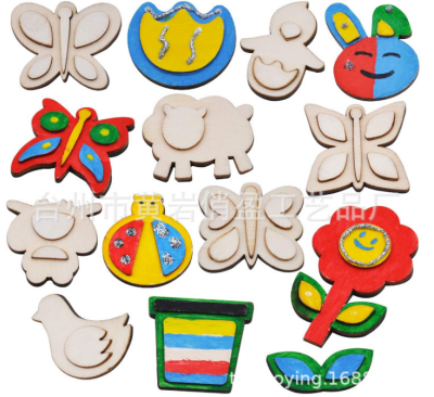 Toy Painting DIY Production Wooden Product Wooden Magnet Handmade Kit Wooden Refrigerator Stickers