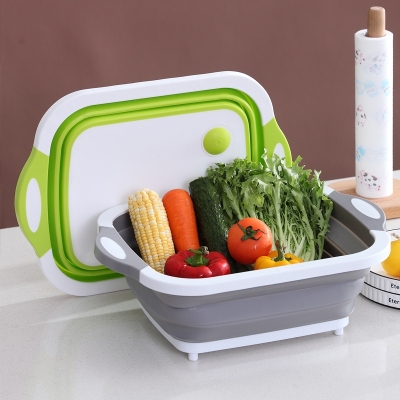 Products in Stock New Portable Basin Drain Washing Basket Multi-Functional Household Folding Cutting Board Cutting Board