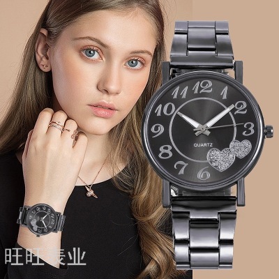 Spot Wholesale Watch Casual Fashion Steel Belt Digital Love Ladies' Watch Hot Selling Women Watch