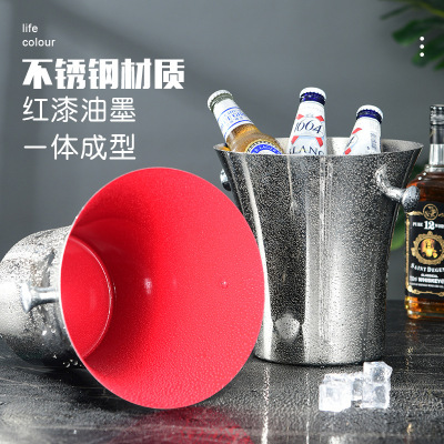 Stainless Steel Beer Barrel Small Waist Ice Bucket Bar KTV Thickened Ice Bucket Champagne Bucket Dry Ice Bucket Factory Direct Sales