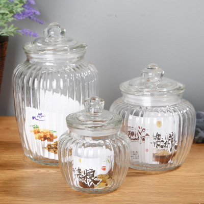 Glass Sealed Storage Jar Household Miscellaneous Grains Tea Candy Box Kitchen Pickles Storage Glass Jar Pickles Jar