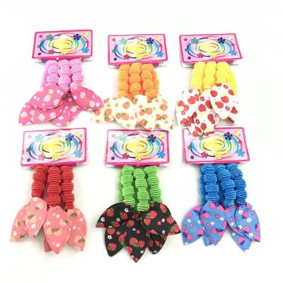 Bright Silk Tooth Cotton Yarn Head Ring Tie Rabbit Ears Mixed Rubber Band 3 One Card