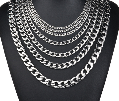 Factory Currently Available a Variety of Sizes Stainless Steel NK1;1 Chain Mixed Batch Men's and Women's Thick Hip Hop Stainless Steel Necklace