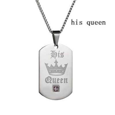 Popular Jewelry Stainless Steel Necklace Crown Her King His Queen Couple Necklace