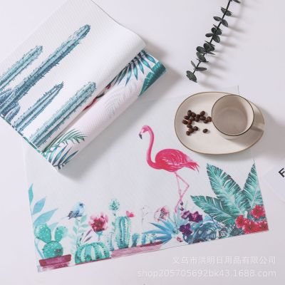Printed Creative Placemat Fresh Painted Heat Insulation Mat PVC Western Placemat Natural Refreshing Style Washed Table Mat