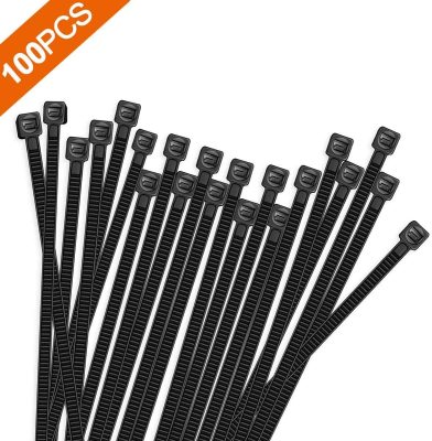 Cable Zipper Tie Heavy-Duty 8-Inch Advanced Plastic Tie 50b Tensile Strength Self-Locking Black Nylon Tie