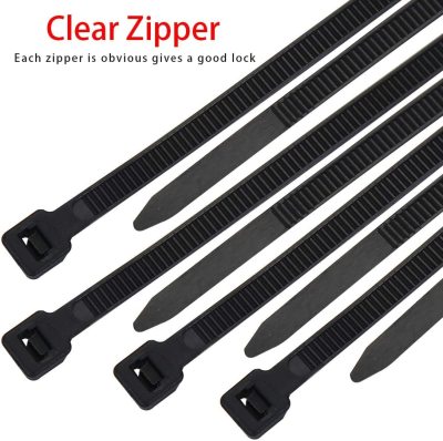 14-Inch Rope 50-Pound Nylon Wrapped Zip Ties Anti-UV Windproof High-End Heavy-Duty Black