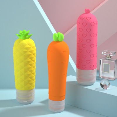 Carrot Silica Gel Packaging Bottle Portable Cosmetics Lotion Shampoo Makeup Remover Shower Gel Pineapple Storage Bottle