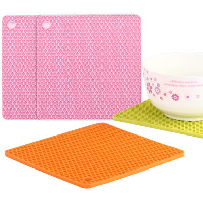 Square Honeycomb Mat Edible Silicon Placemat Heat Proof Mat Anti-Scald Casserole High Temperature Resistant Thickened Microwave Cushion