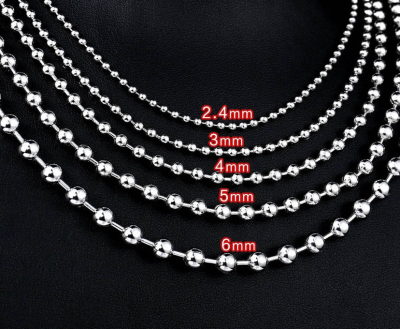 Stainless Steel Bead Chain Factory Direct Sales 1.2-6.0mm Stainless Steel Bead Chain Stainless Steel Necklace Ball Chain