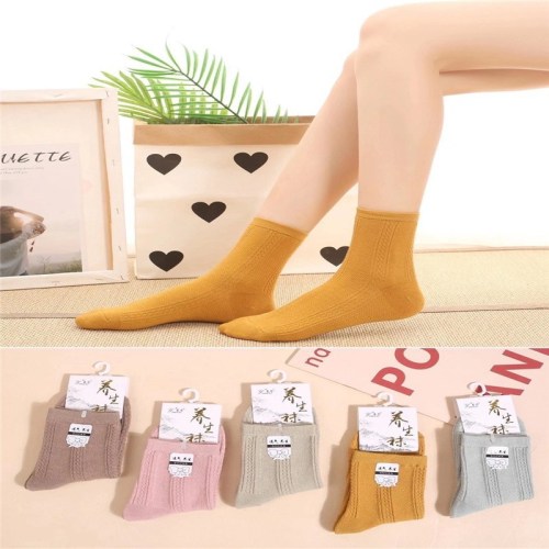 Factory Direct Sales Autumn and Winter Men‘s and Women‘s Cotton Socks New Solid Color New Thickened Warm Mid-Calf Length Socks Business Socks Wholesale