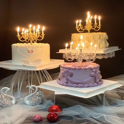 Internet Celebrity Birthday Cake Decoration Candle Ornaments Mini Candlestick Plug-in European Romantic Vintage Ornament Candlestick