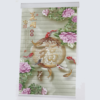 New Chinese Style Curtain Partition Curtain Screen Digital Printing Art Shutter Tea Room Zen Landscape Curtain Shade