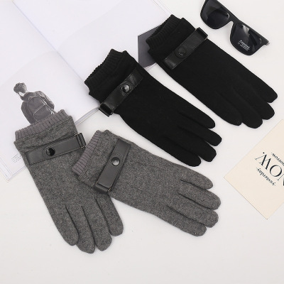 Men's Winter Outdoor Keep Warm Cashmere Gloves Finger Clothing Gloves Touch Screen Gloves Factory Wholesale