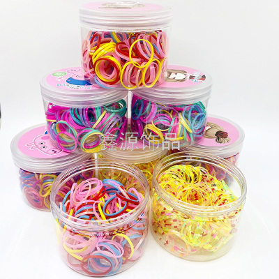 Korean Children's Does Not Hurt Hair Rubber Bands Color Disposable Canned Rubber Band Candy Color Strong Pull Continuously Hair Ring Headdress