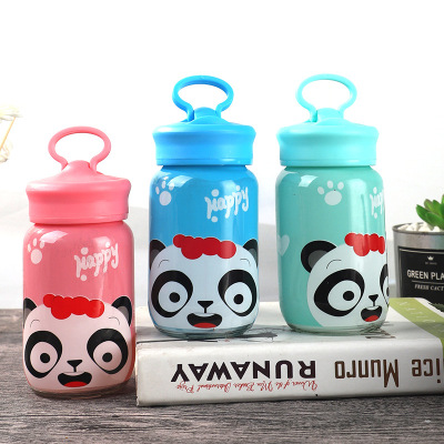 Cute Cartoon Bear Cup Home Vital Commodity Double-Layer Plastic Glass Custom Logo Creative Glass