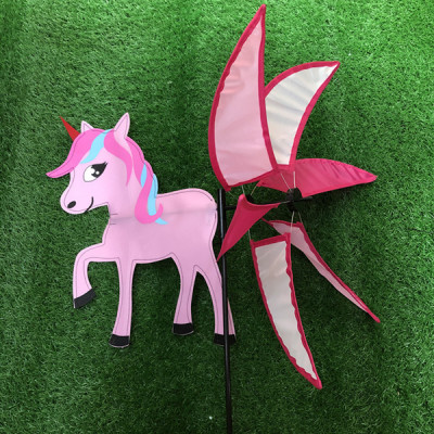 Factory Direct Sales Foreign Trade Domestic Sales Cartoon Animal Pony-Shaped Non-Woven Outdoor Camping Decorating Windmill