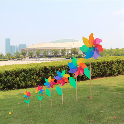 Children's Windmill Colorful Wooden Rod Windmill Toy Factory Wholesale Windmill DIY Outdoor Decorative Plastic Windmill