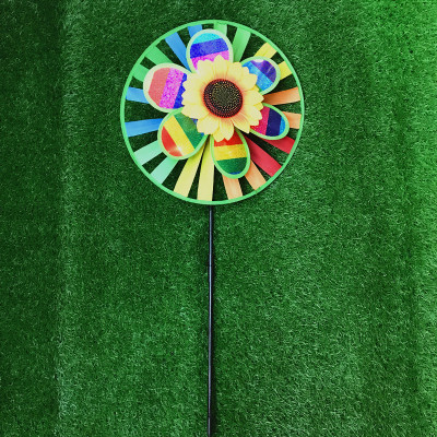 Colorful Sun Flower Ramen Windmill Children's Toy Colorful Ramen Wind Garden Decorating Windmill Factory Direct Sales