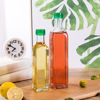 Square round Multi-Specification Transparent Glass Olive Oil Bottle High White Glass Bottle Wholesale