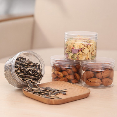 Household Wudu Multigrain Storage Box round Biscuit Nut Storage Jar with Lid Kitchen Transparent Sealed Plastic Cans