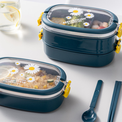 304 Stainless Steel Office Worker Lunch Box Separated Primary School Student Lunch Box Children's Anti-Scald Portable with Cutlery Bento Box
