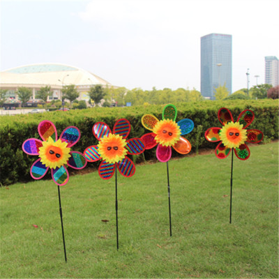 Hot Selling Windmill Small Single Layer Flash Windmill plus Eye Flower Children's Hand Holding Pinwheel Decorating Windmill