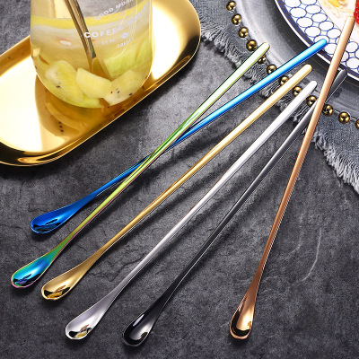 New 304 Stainless Steel Ice Scoop 23cm Stirring Spoon Long Handle Honey Spoon Adjustable Bar Spoon Customizable Factory Wholesale