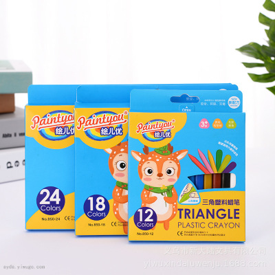 Plastic Triangle Crayons Baby Painting No Dirty Hand Graffiti Factory Direct Sales Retail Wholesale