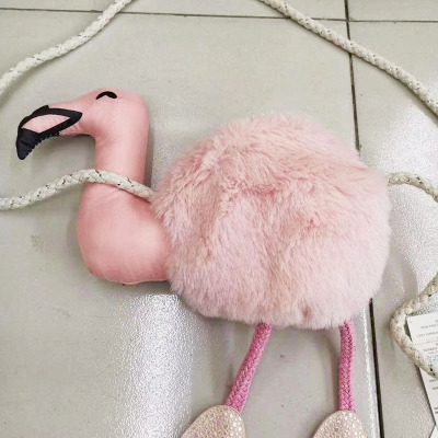 Children's Plush Bag Flamingo Messenger Bag Backpack