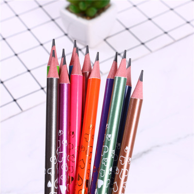 12 PCs round Brush Pot Student Pencil Non-Toxic Lead-Free Children's Painting Sketch Pen Writing Stationery