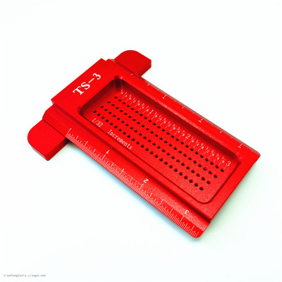 Woodworking ruler, red back inch hole ruler, aluminum alloy T-shaped ruler, woodworking ruler, mini ruler TS-3