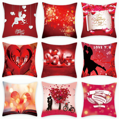 New Valentine's Day Digital Printing Short Plush Pillow Case Sofa Office Chair Cushion Factory Direct Sales