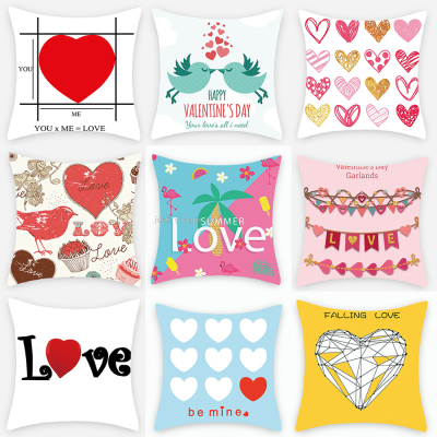 European and American Valentine's Day Digital Printing Car Pillow Cushion Cover without Core Amazon Home Soft Decoration Pillow Wholesale