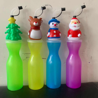 Christmas Drink Bottle Foodie Straw Bottle Children Cartoon Bottle