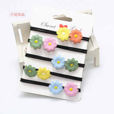 Simple and Fresh Black Bow Hair Rope Creative Little Flower Rubber Band Autumn Hair Accessories Wholesale