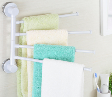 Magic Suction Cup Four Bar Towel Rack Punch-Free Towel Rack Bathroom Bathroom Hanging Towel Rack Kitchen Towel Bar