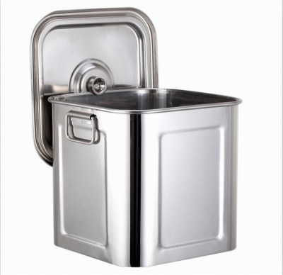 Stainless Steel Square Rice Storage Box Rice Cylinder Storage Containers Dual Handle Square Box with Lid Oil Bucket Bucket Storage Bucket Thickened Soup Bucket