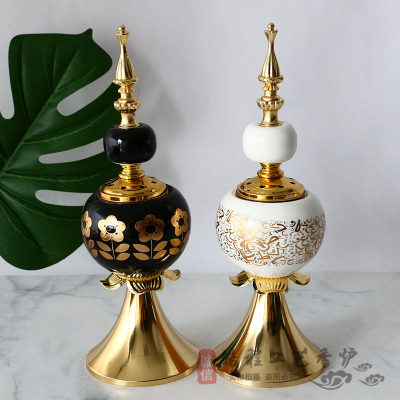 The New Middle East Arabic Style Aroma Burner European Style Decoration Ornaments Imitation Jade Aroma Burner Factory Direct Sales