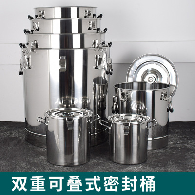 Stainless Steel Rice Storage Box Thickened Stainless Steel Bucket with Lid Flour Cylinder Storage Tank Stainless Steel Sealed Bucket Stainless Steel Soup Bucket