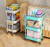 Folding Trolley Baby Products Storage Rack Kitchen Floor Multi-Tier Movable Storage Bedroom Bathroom Storage Rack