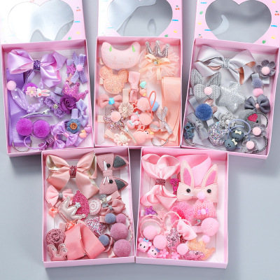 New Korean Princess Hairpin Baby Side Clip Headdress Female Hair Accessories Children's Hair Clip 18Piece Gift Box Set