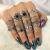 Cross-Border Ornament 15-Piece Ring Cool Fashion Hollow Lotus Sunflower Geometric Black Gem Set Ring