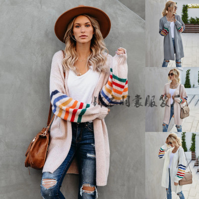 2020 New Style for Autumn and Winter Cardigan Sweater Women's Large Size Loose LongSleeved Middle Long Coat Whole