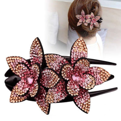 New Crystal Flower Duckbill Clip Large Korean Elegant Ladies Elegant Up-Do Binder Clip Hairpin Ornament Female