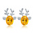 Christmas Hot Crystal Gem Antler Earrings Luxury Stereo Reindeer Christmas Ear Stud Factory Wholesale