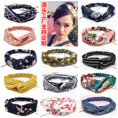 Spring and Summer Cross Elastic Hair Band Chiffon Silk Headband Women's Headband Hair Accessories Sports Face Headdress