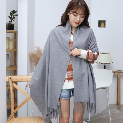 Wool Scarf Women's Autumn and Winter 2020 New Thick Warm Shawl Solid Color Cashmere Scarf Men's Winter Scarf